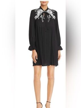 NWT Le Gali Black Dress with floral Embroidery